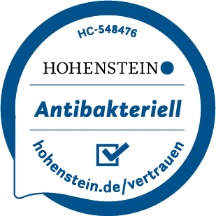 Zertifiziertes antibakterielles Trustgarn Siegel. Bestätigt hygienische Materialeigenschaften und Eignung für Neurodermitis und empfindliche Haut.